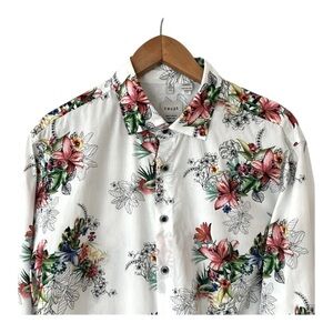 HAUPT Germany Men’s Cotton Floral Button Up Long Sleeve Shirt Size XL 17 1/2